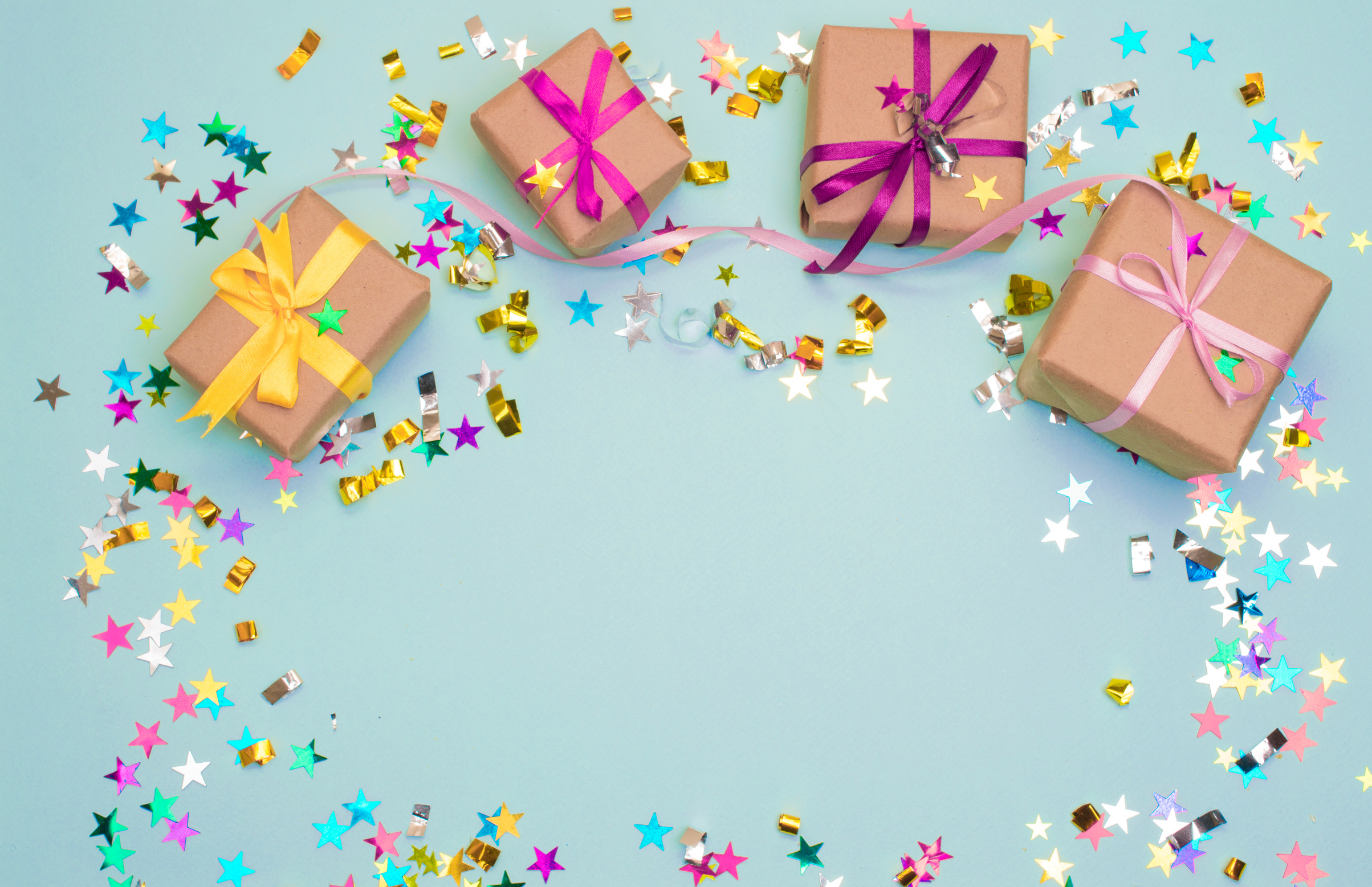 Happy birthday and gift box on color background